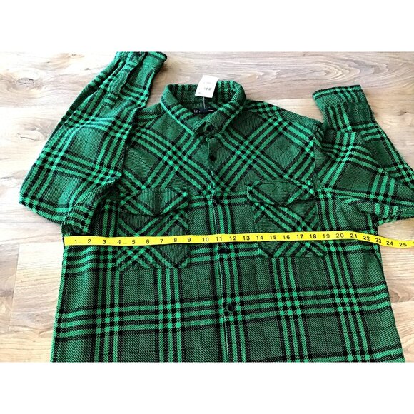 I.N.C. - MENS GREEN/BLACK LONG SLEEVE BUTTON FRONT CASUAL DRESS SHIRT SIZE LARGE - Picture 6 of 7